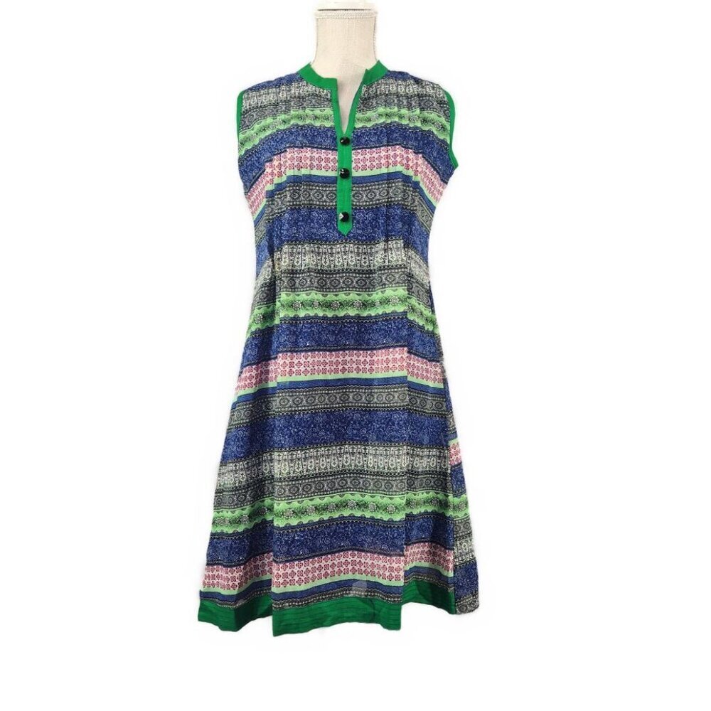 DIYA Design Studios Slip Dress Women's M Sleeveless  India Blue Green To Knee